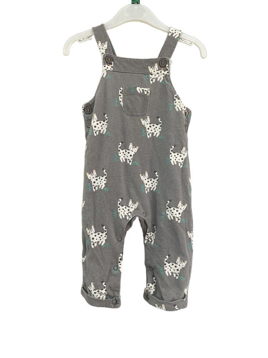 Preloved John Lewis - Grey Dungarees With Animal Print  (6-9m)