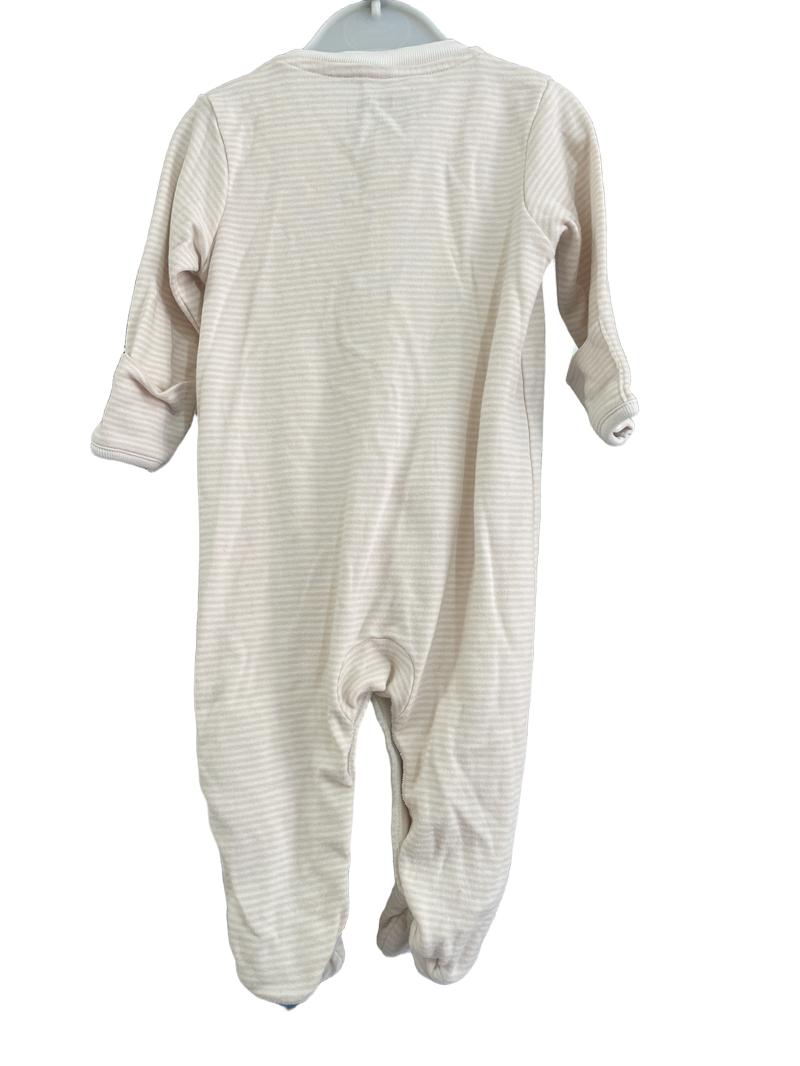 Preloved Jojo Maman Bebe - Pink Stripe Sleepsuit. (3-6m)