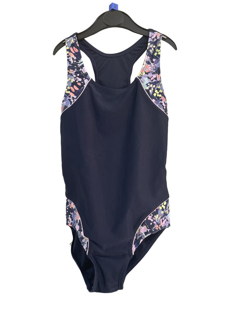 Preloved Nutmeg - Navy Swimsuit With Colourful Accents. (6-7y)