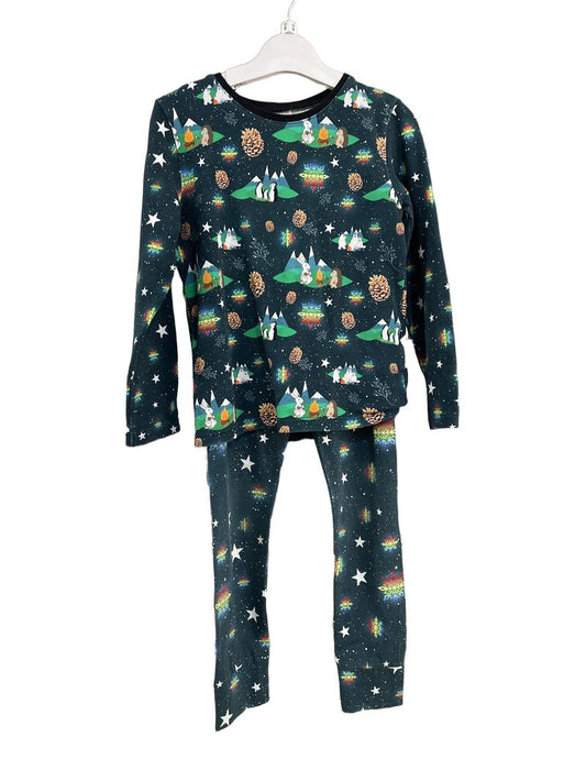 Preloved BBLB - Navy Snow Penguin Print Top And Matching Trousers (9-10y)