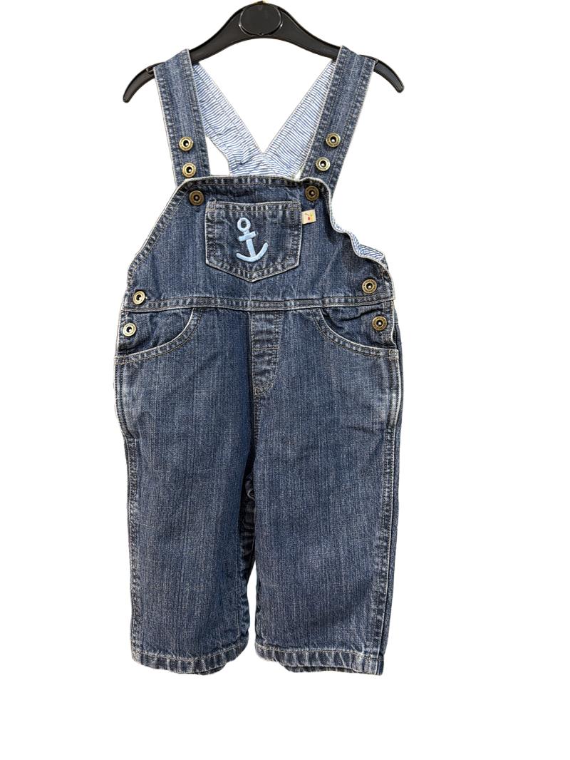 Preloved Frugi - Blue Jean Dungarees With Anchor Embroidery (6-12m)