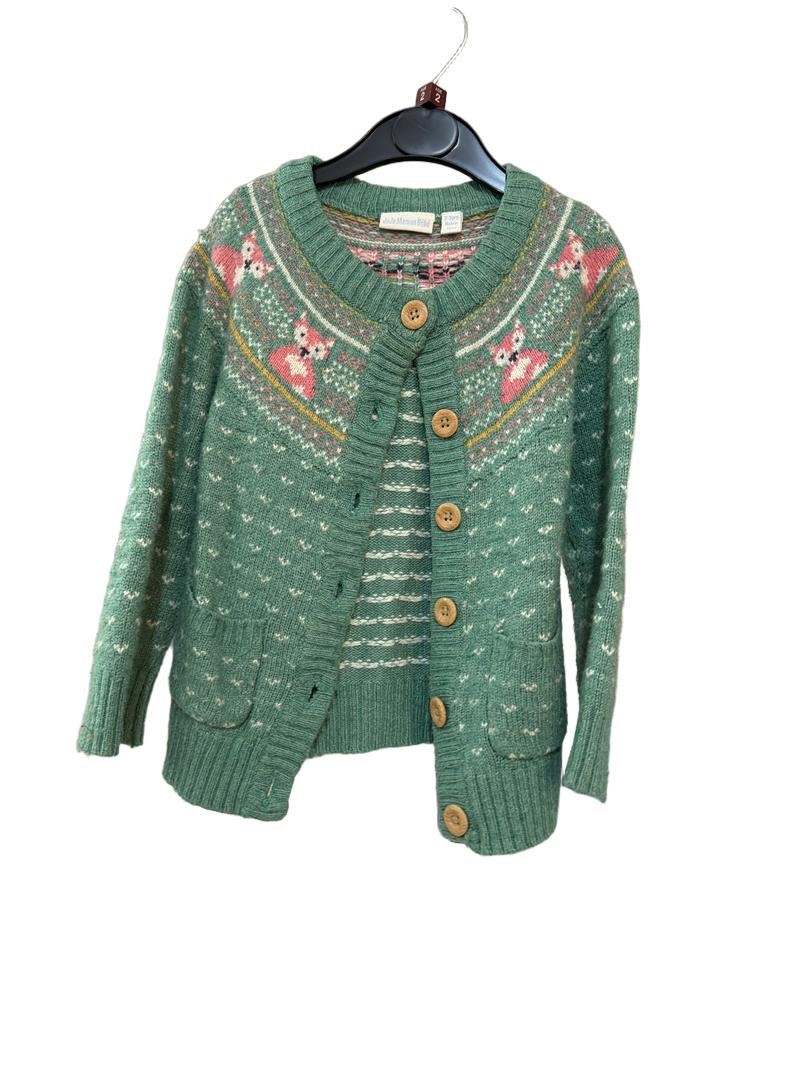 Preloved Jojo Maman Bebe - Green Fox Fair Isle Cardigan (2-3y)
