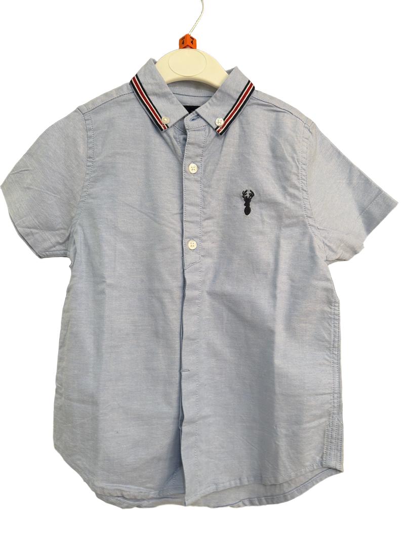 Preloved Next - Blue Short-sleeved Button Down Collar Shirt (4-5y)