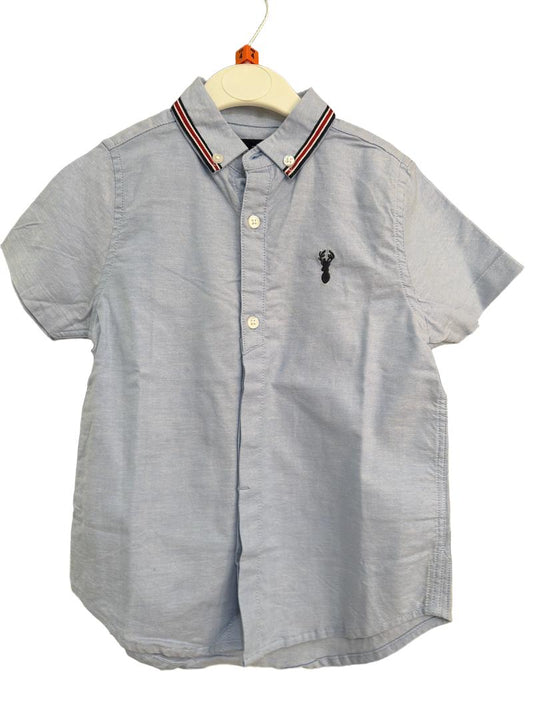 Preloved Next - Blue Short-sleeved Button Down Collar Shirt (4-5y)