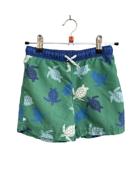 Preloved Boden - Green Blue Turtle Print Swim Trunks Shorts (4-5y)