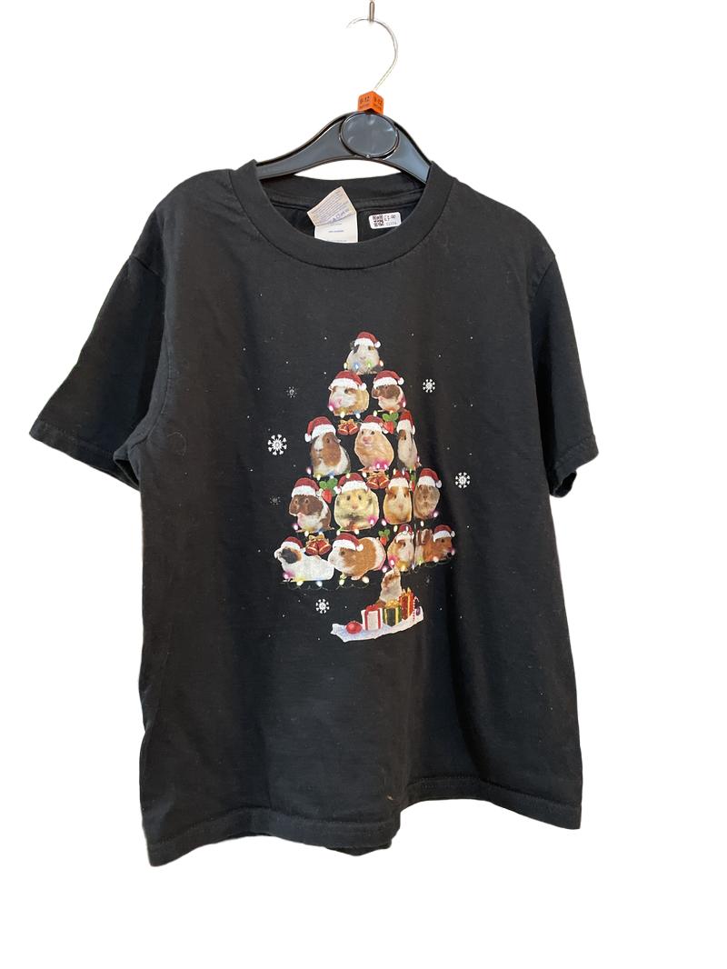 Preloved Port & Company - Black Santa Hamster Gerbil Tree Short-sleeved T Shirt