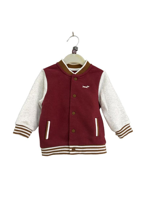 Preloved Obaibi - Maroon Grey Button Cardigan (12-18m, 18-24m)