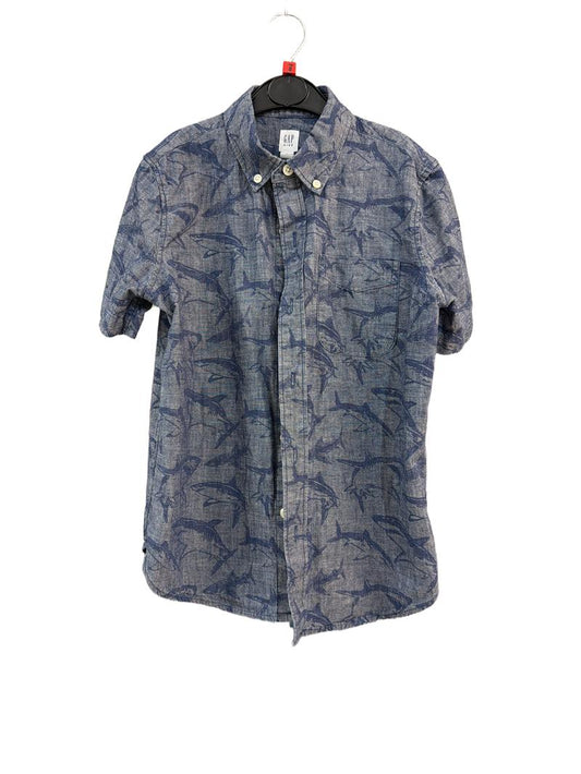 Preloved Gap Kids - Blue Shark Short-sleeved Button Down Shirt (8-9y)