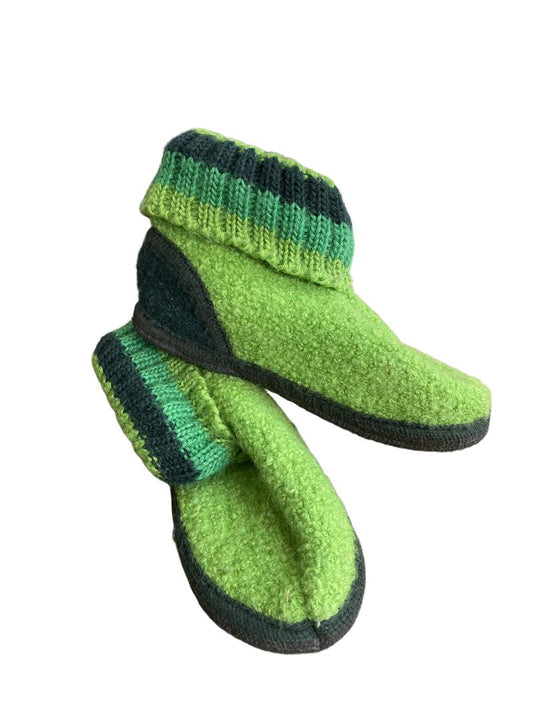 Preloved Haflinger - Green Wool House Shoes Booties Slippers (10.5 UK, 11 UK)