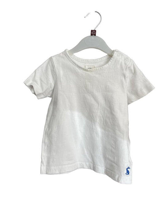 Preloved Joules - White T Shirt Snap Shoulder (18-24m)