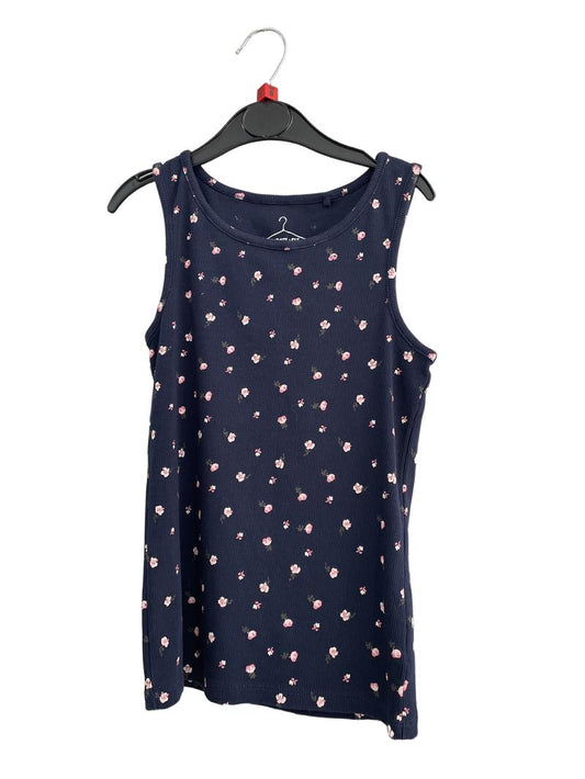 Preloved Next - Navy Floral Print Vest Tank Top (8-9y)