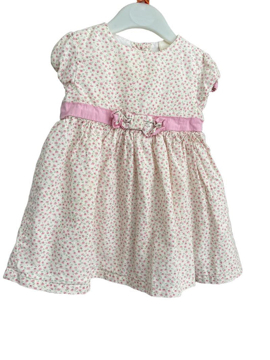 Preloved Strawberry Faire - White Pink Green Floral Short-sleeved Dress (9-12m)
