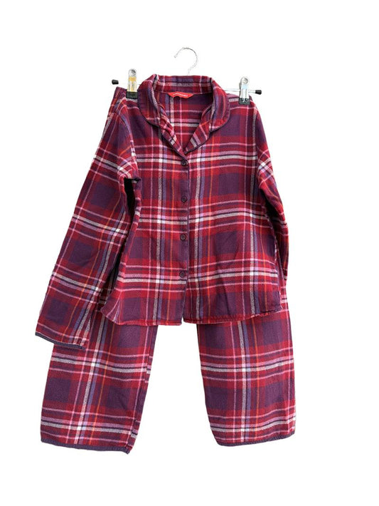 Preloved Mini Jammies - Red Purple Check Flannel Pyjama Set (8-9y)