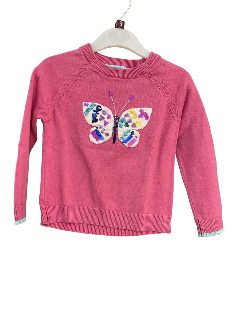 Preloved Marks & Spencer - Pink Sequin Butterfly Knit Jumper (2-3y)