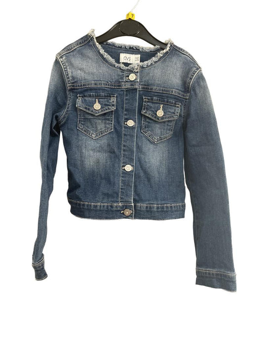 Preloved OVS - Blue Denim Crop Jacket, Snap Fastener Buttons. (7-8y)