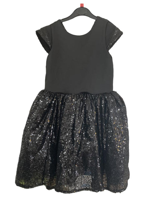 Preloved Unknown Brand - Black Sequin Party Dress With Bow On Back. (8-9y)