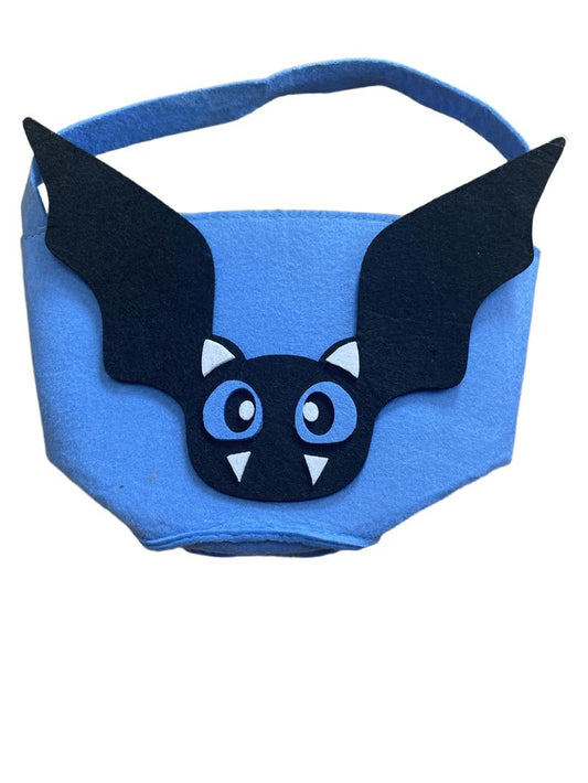 Preloved Unknown Brand - Blue Trick Or Treat Felt Bucket With Black Bat.