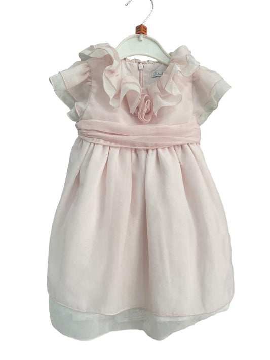 Preloved Patachou - Pink Organza Flutter Sleeve Ruffle Dress (12-18m)