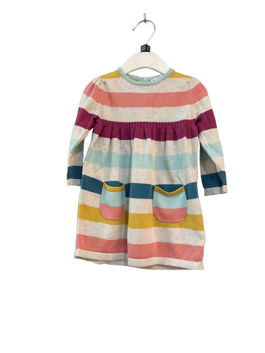 Preloved John Lewis - Multicolour Striped Sweater Jumper Dress (3-6m)