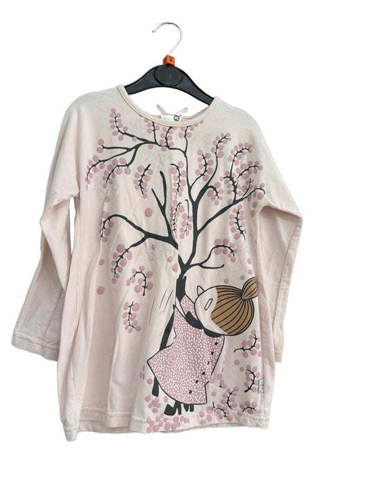 Preloved Martinex - Pink Cherry Blossom Tree Graphic Long-sleeved Top (4-5y)