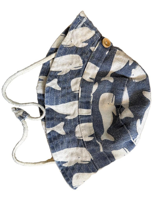 Preloved Unknown Brand - Blue Linen Whale Bucket Hat (2-3y, 12-18m, 18-24m)