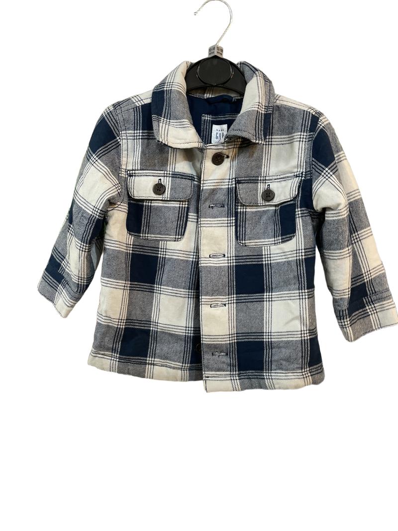 Preloved Baby Gap - Navy Beige Check Lined Shirt Jacket (12-18m)