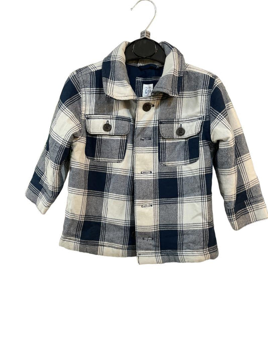 Preloved Baby Gap - Navy Beige Check Lined Shirt Jacket (12-18m)