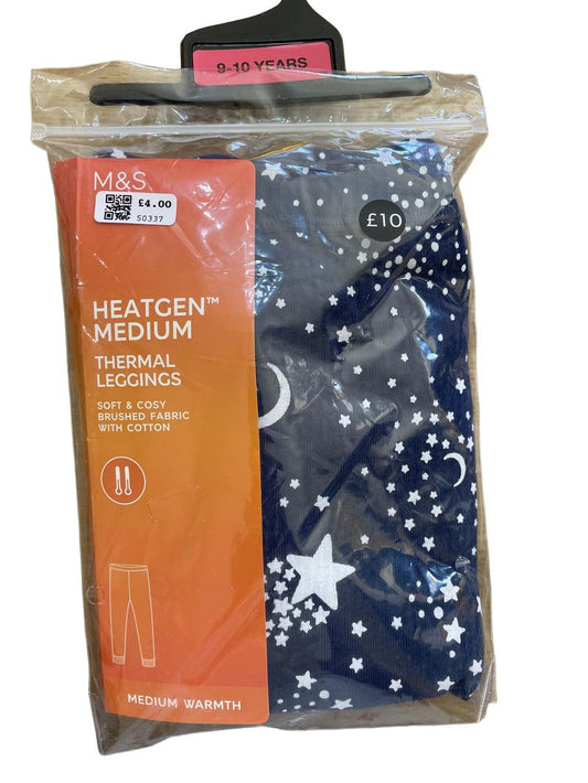 Preloved Marks & Spencer - Navy Star HeatGen Medium Thermal Leggings, NEW In Packaging (9-10y)