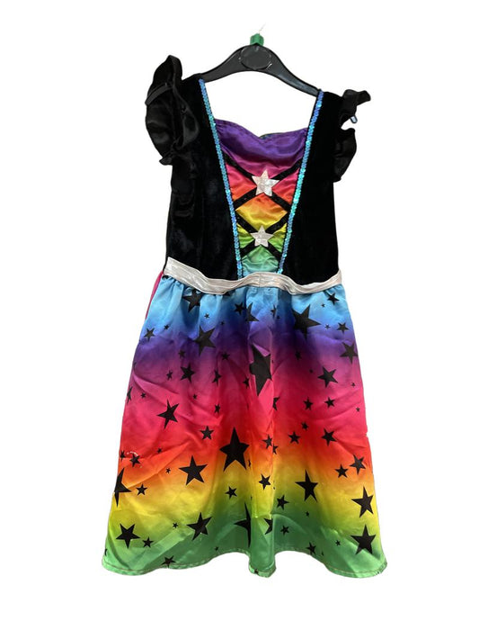 Preloved F&F - Black Rainbow Star Dress (5-6y)