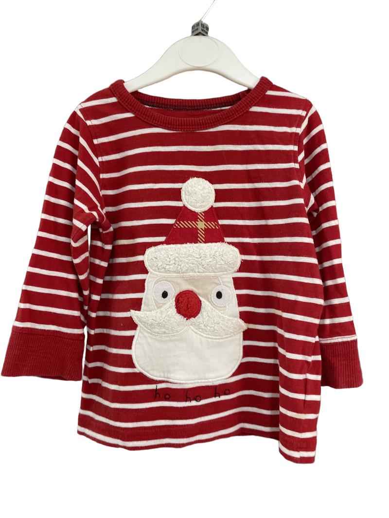 Preloved Next - Red White Stripe Santa Christmas Long-sleeved T Shirt (12-18m)