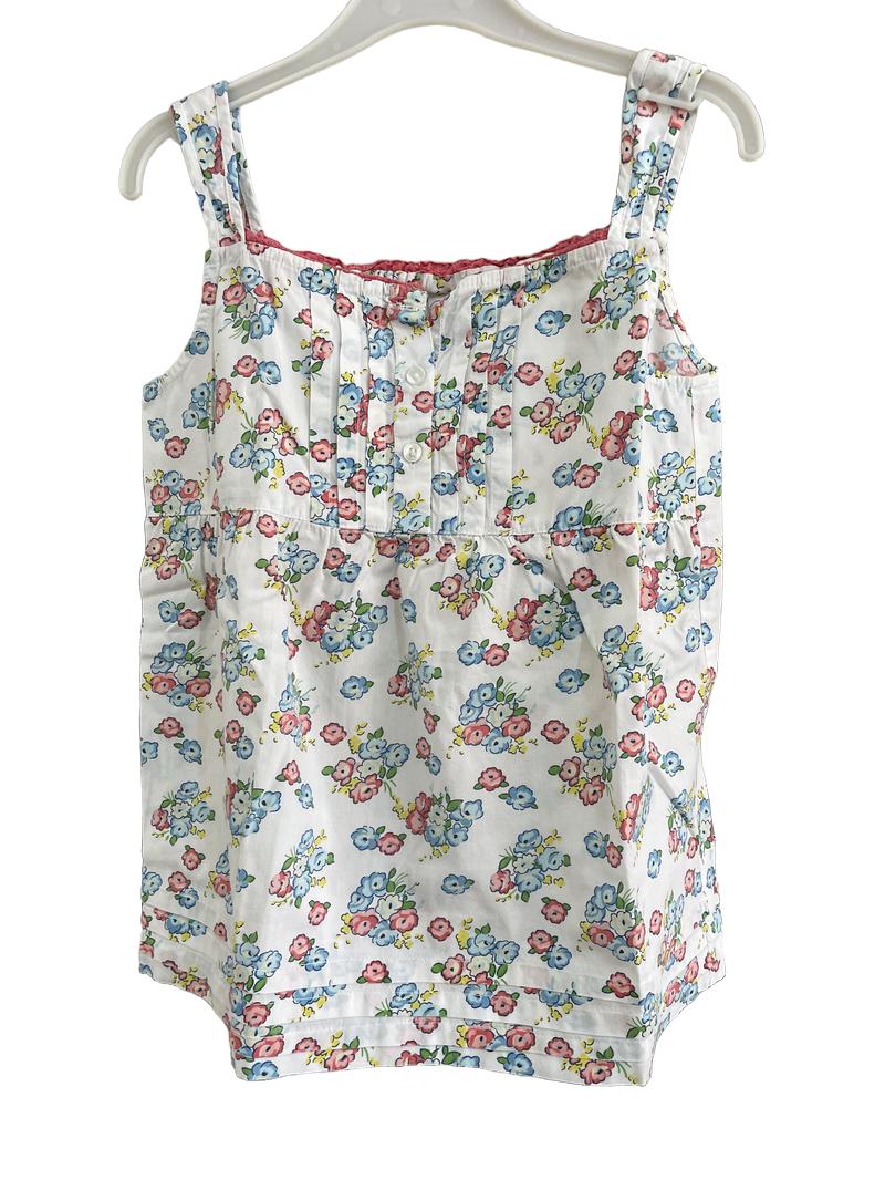 Preloved Mini Boden - White Floral Print Strap Top (9-10y)