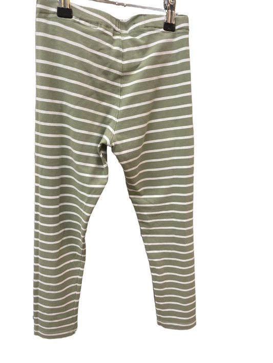 Preloved Polarn O. Pyret - Green White Striped Leggings (7-8y)