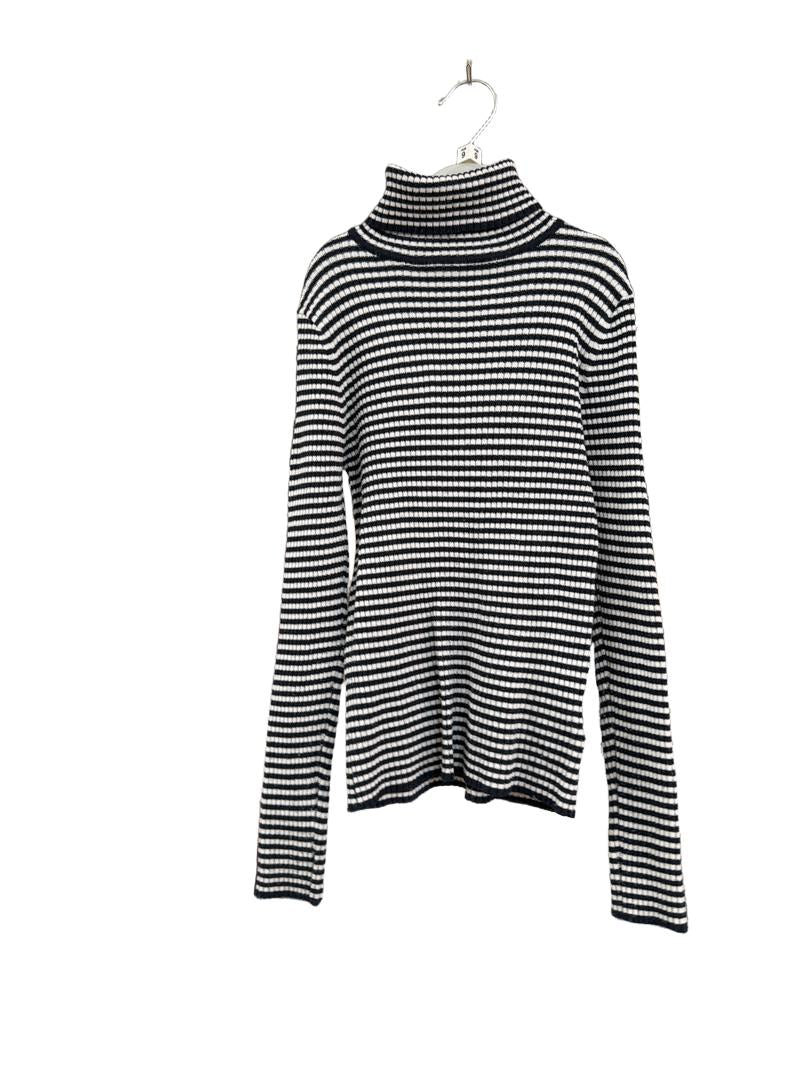 Preloved Next - Black White Stripe Ribbed Turtleneck (9y)