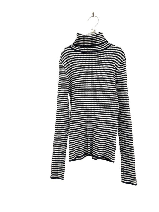 Preloved Next - Black White Stripe Ribbed Turtleneck (9y)