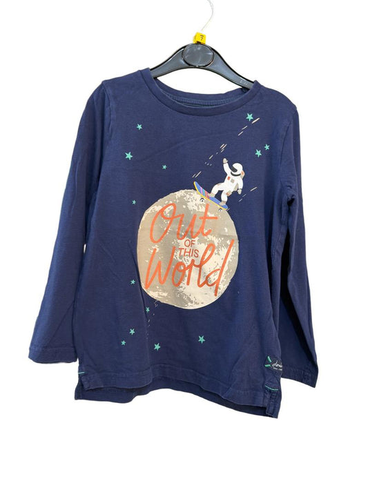 Preloved Joules - Navy Out Of This World Space Graphic Long-sleeved T Shirt (7-8y)