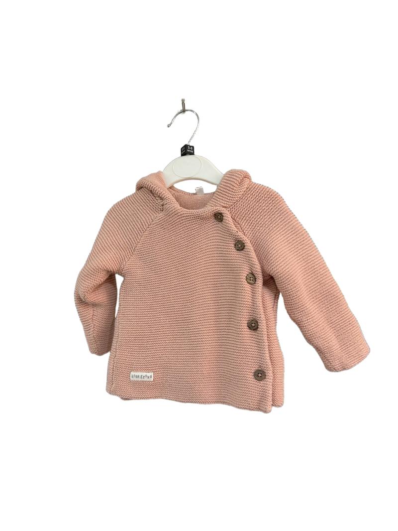 Preloved Homegrown Baby - Pink Knit Button Hoodie (3-6m)