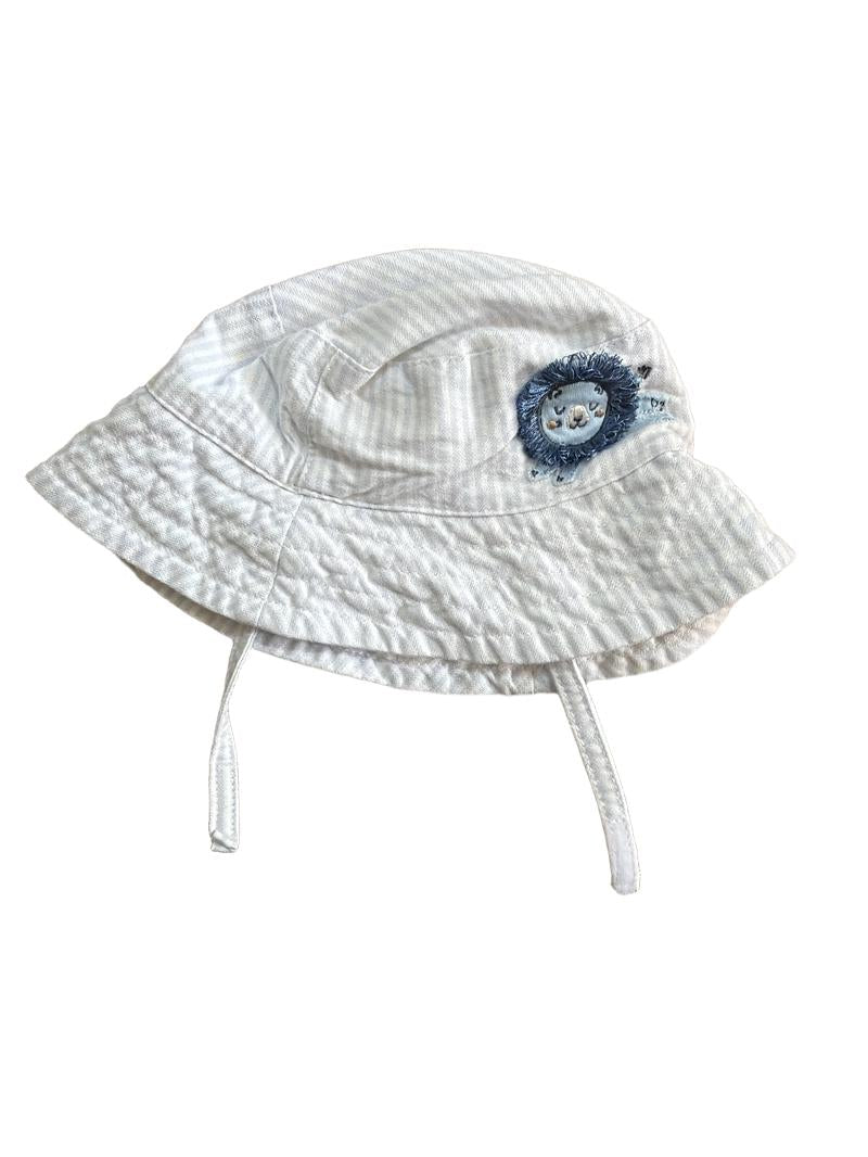 Preloved Mothercare - Blue White Lion Sun Hat (0-3m)