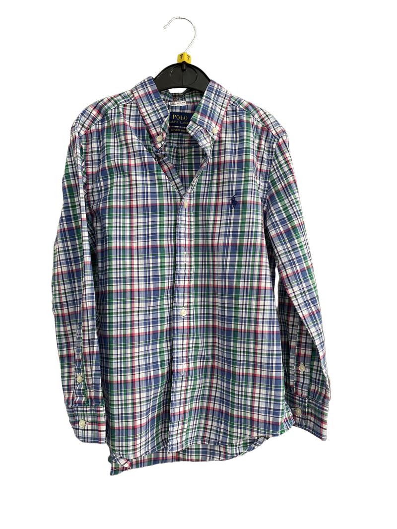 Preloved Polo Ralph Lauren - Green Red Blue Plaid Long-sleeved Button Down Shirt (7-8y)