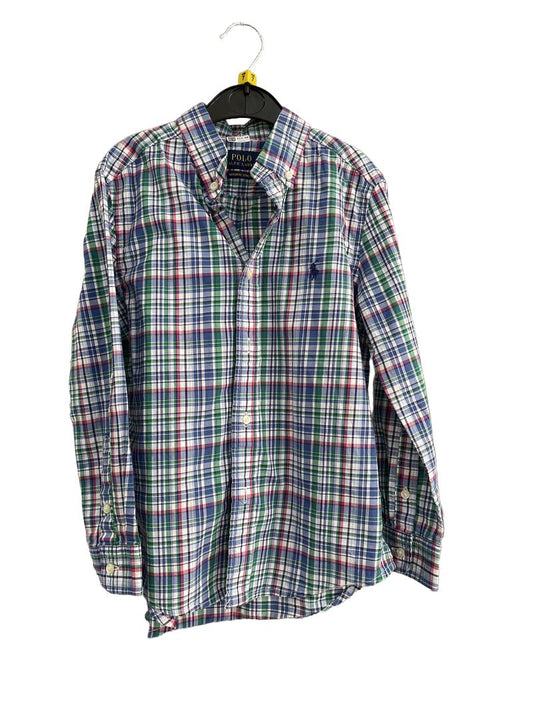 Preloved Polo Ralph Lauren - Green Red Blue Plaid Long-sleeved Button Down Shirt (7-8y)