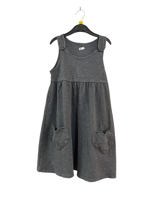 Preloved Marks & Spencer - Gray School Pinafore With Heart Pockets. (7-8y)