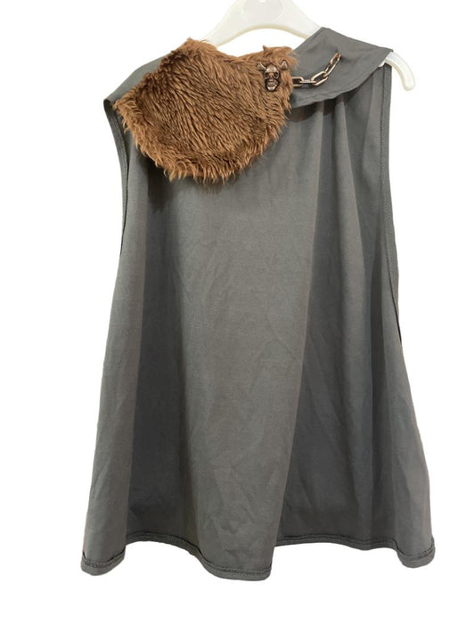 Preloved F&F - Grey Cape Brown Fur And Skull Chain. (7-8y)