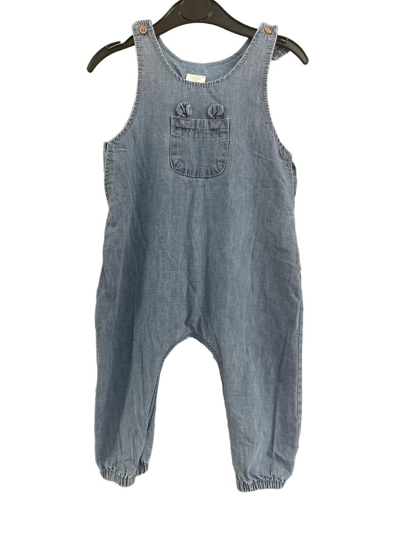 Preloved Next - Blue Dungarees With Middle Pocket. (9-12m)