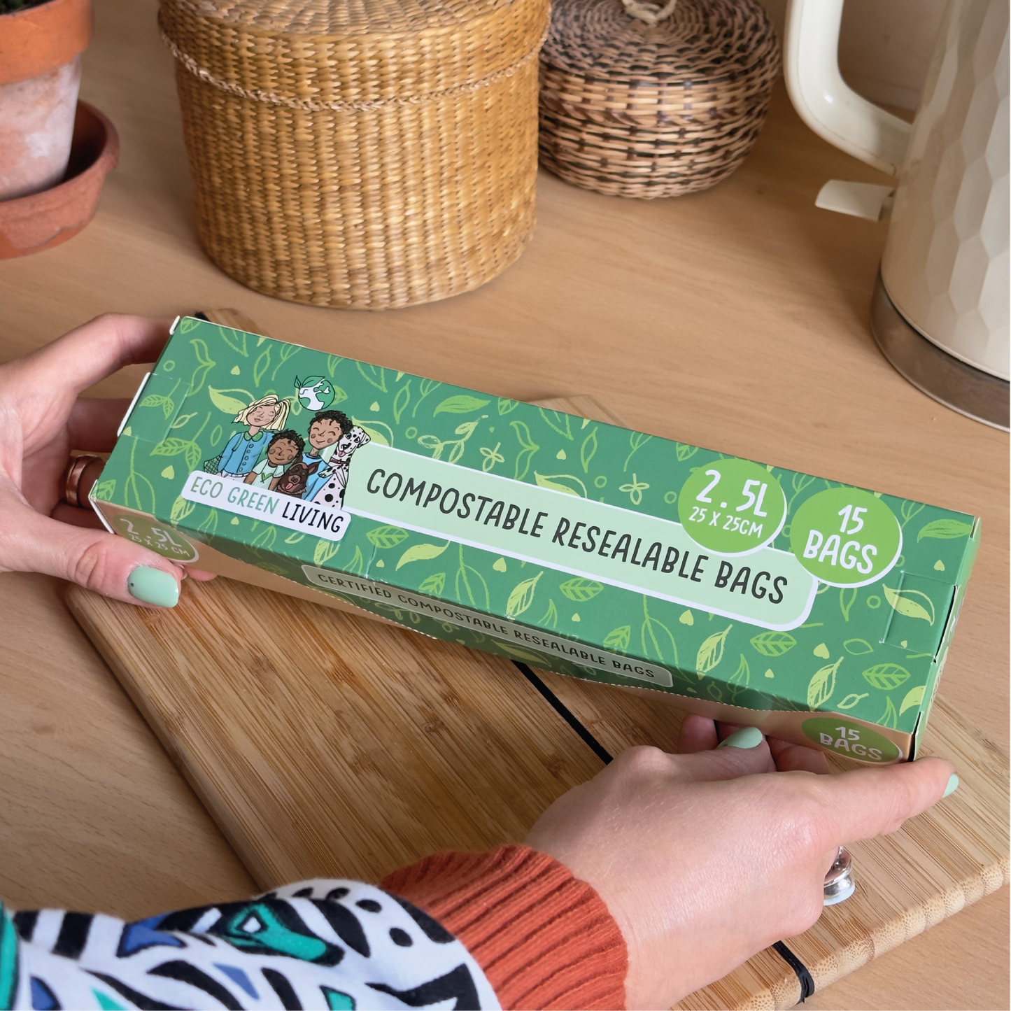 Compostable Resealable Bags Large  | 2.5 Litre (15 bags)
