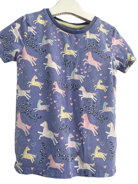 Preloved Marks & Spencer - Purple Unicorn Print Short-sleeved Pyjama Set (5-6y) - Sleepwear