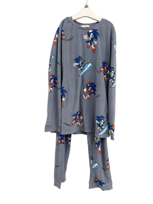 Preloved Marks & Spencer - Gray Fleece Sonic The Hedgehog Long-sleeved Pyjama Set (12-13y)