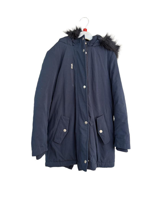 Preloved Marks & Spencer - Navy Fleece-lined Parka With Fur-lined Hood (8-9y)