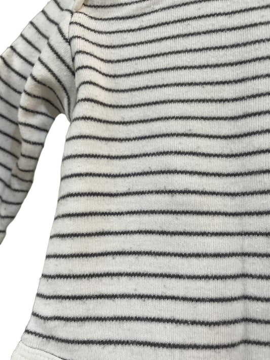 Preloved Mori - White Gray Stripe Long-sleeved Bodysuit. (0-3m)