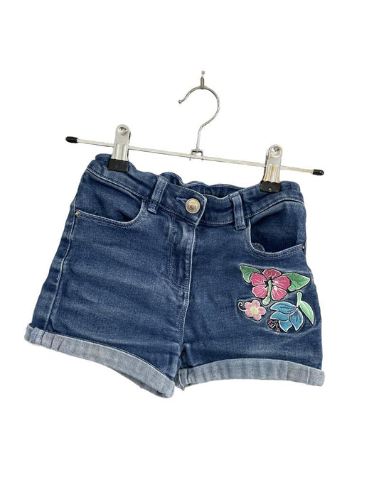 Preloved I Love Girl Sweat - Denim Shorts With Flower Applique (5-6y)