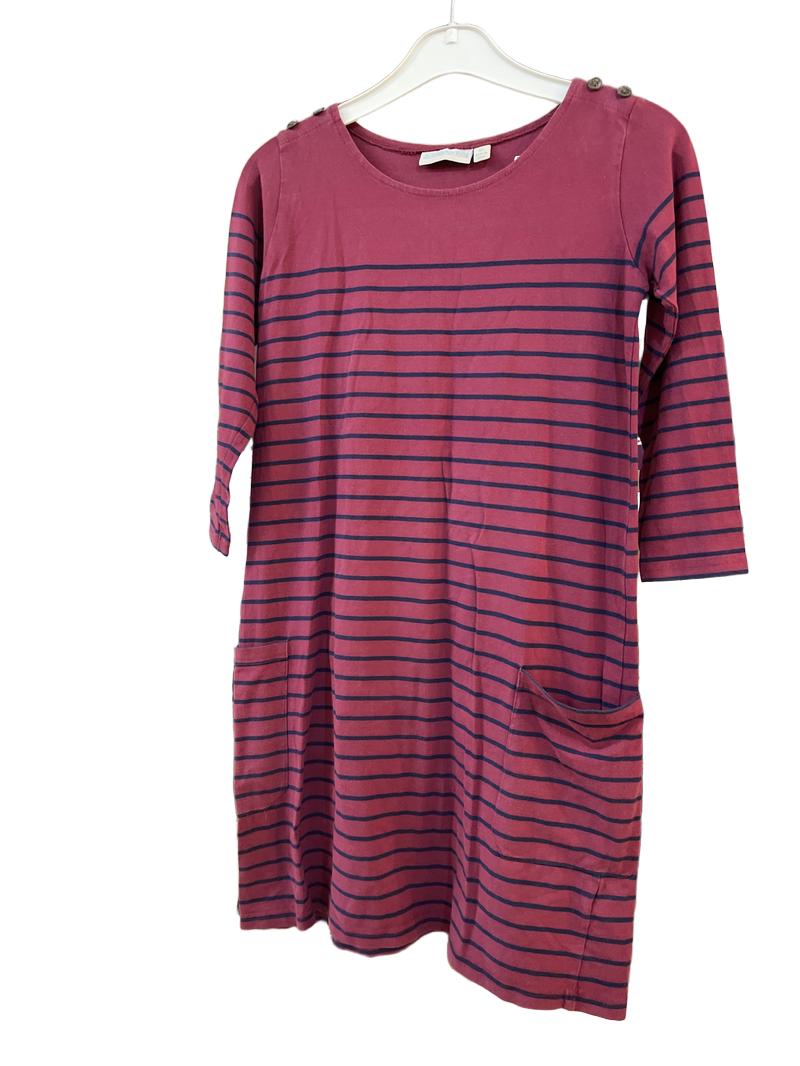 Preloved Jojo Maman Bebe - Maroon Navy Striped Long-sleeved Maternity Dress (X Small)