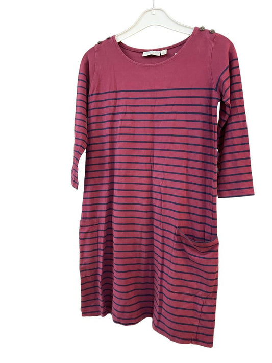 Preloved Jojo Maman Bebe - Maroon Navy Striped Long-sleeved Maternity Dress (X Small)